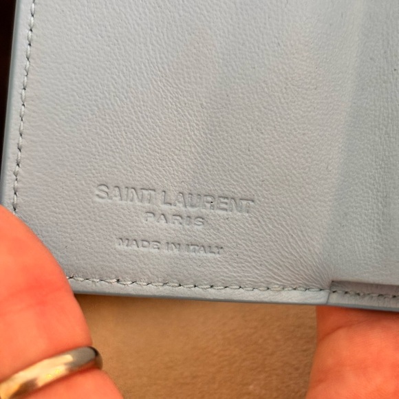 Saint Laurent YSL RARE Blue Ombré Origami Tiny Tri-fold Wallet W/ COA - Picture 8 of 13